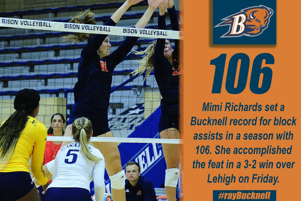 Bucknell_VB's tweet image. Congrats to Mimi Richards on setting a Bucknell record for block assists in a season! #rayBucknell