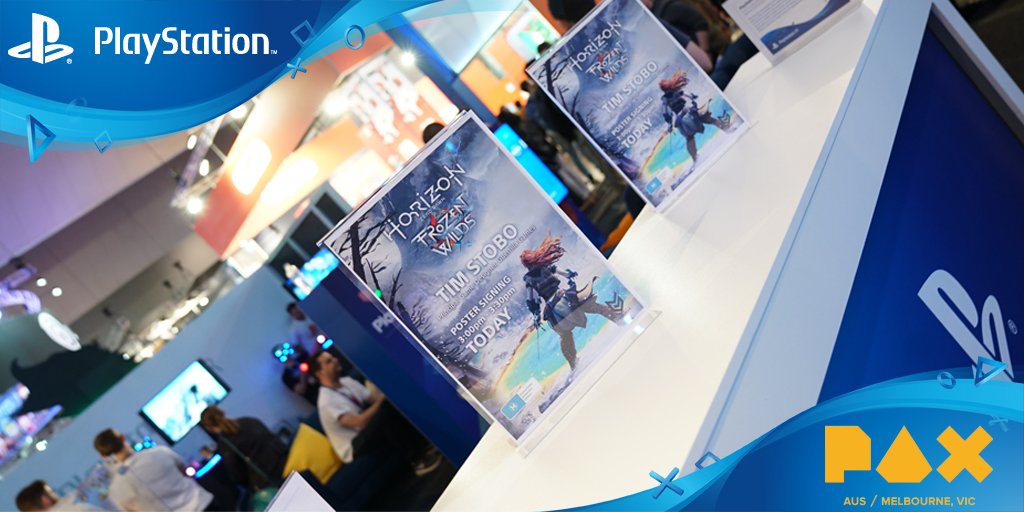 PlayStationAU's tweet photo. Head over to the PlayStation booth @PAXAus at 3pm today for a special #HorizonZeroDawn poster signing with @Guerrilla's @Eeoor https://t.co/TBVmXxSU2U