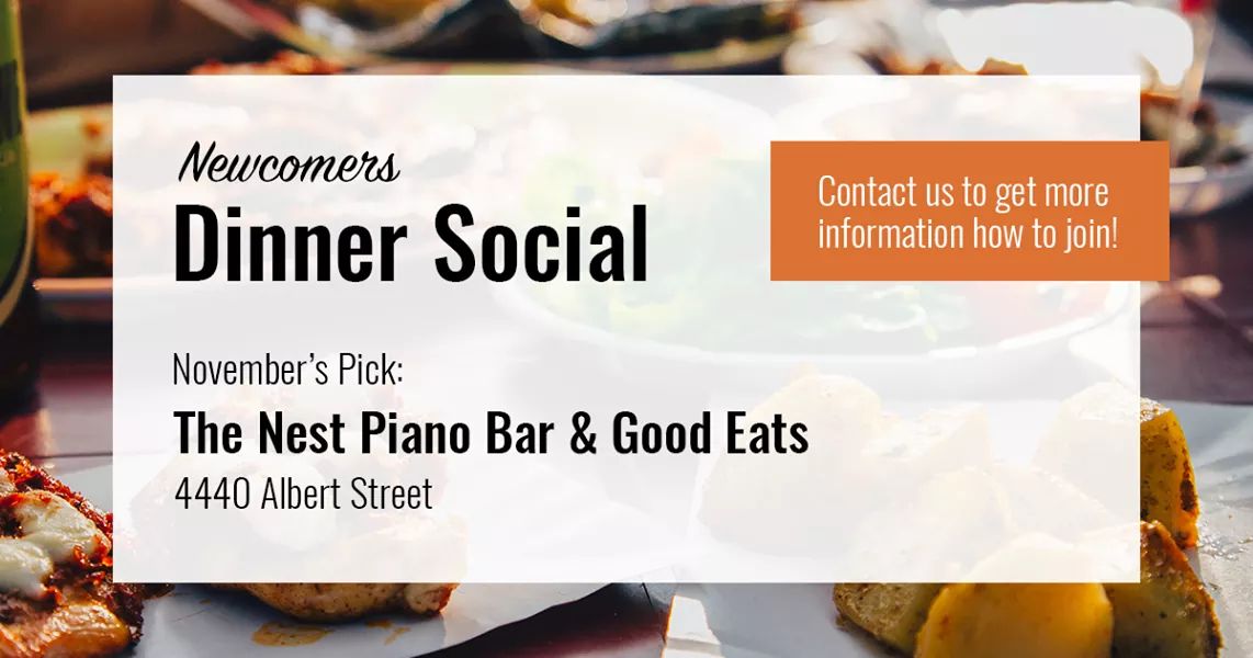 November's Dinner Social choice for new members is The Nest Piano Bar &amp; Good Eats. Can't wait! #goodeats #seeyqr #yqrnewcomers