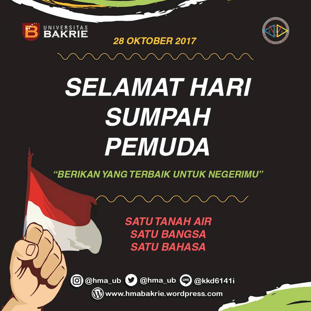 Segenap Keluarga Besar Himpunan Mahasiswa Akuntansi Universitas Bakrie Mengucapkan:
📣Selamat Hari Sumpah Pemuda📣