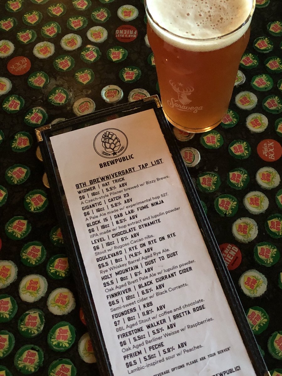 BREWPUBLIC's tweet photo. Our 9th Brewniversary is going strong tonight at @Saraveza! The beer list is legit. #KBW17 #KillerBeerWeek https://t.co/4yf733YoXZ