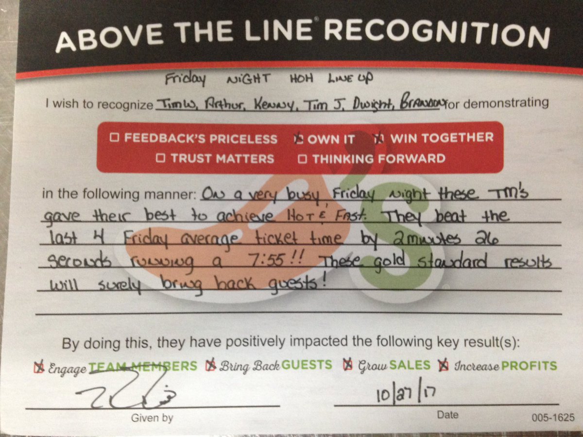 jrrivet's tweet photo. The Friday night Heart of House being recognized for delivering on Hot 🔥 &amp; Fast ⚡️#BetterBeBetter https://t.co/B9fUqXMU7q