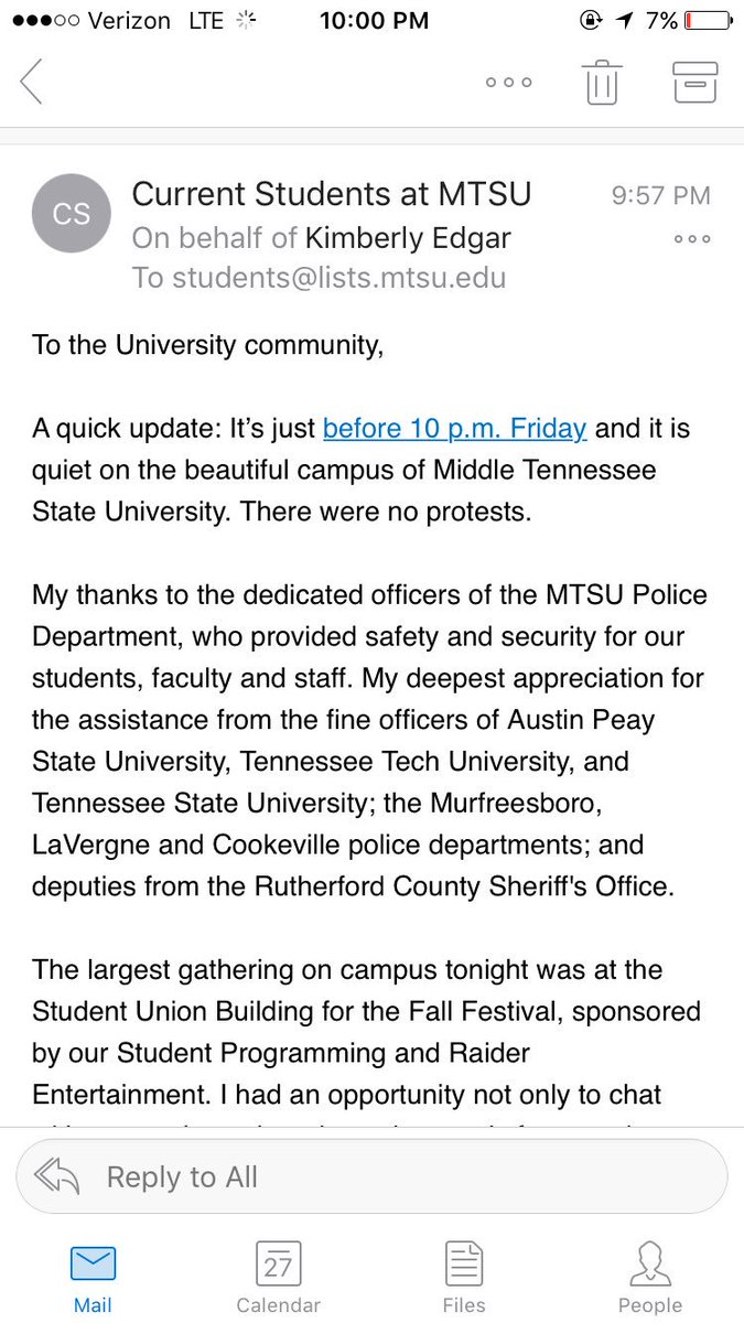 MT10News's tweet photo. Update from President McPhee about tonight. https://t.co/299ILIxDpJ