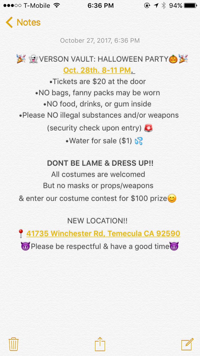 Details for tomorrow's event! 😈🎃🐰NOTE NEW FACILITY ADDRESS