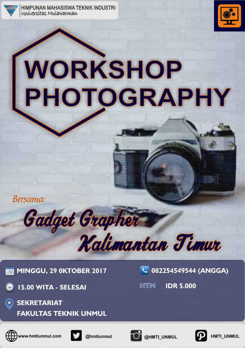 [iNews]

[Workshop Photography]
Workshop Photography adalah program kerja dari Divisi Media Informasi
More info cek ig @hmtiunmul