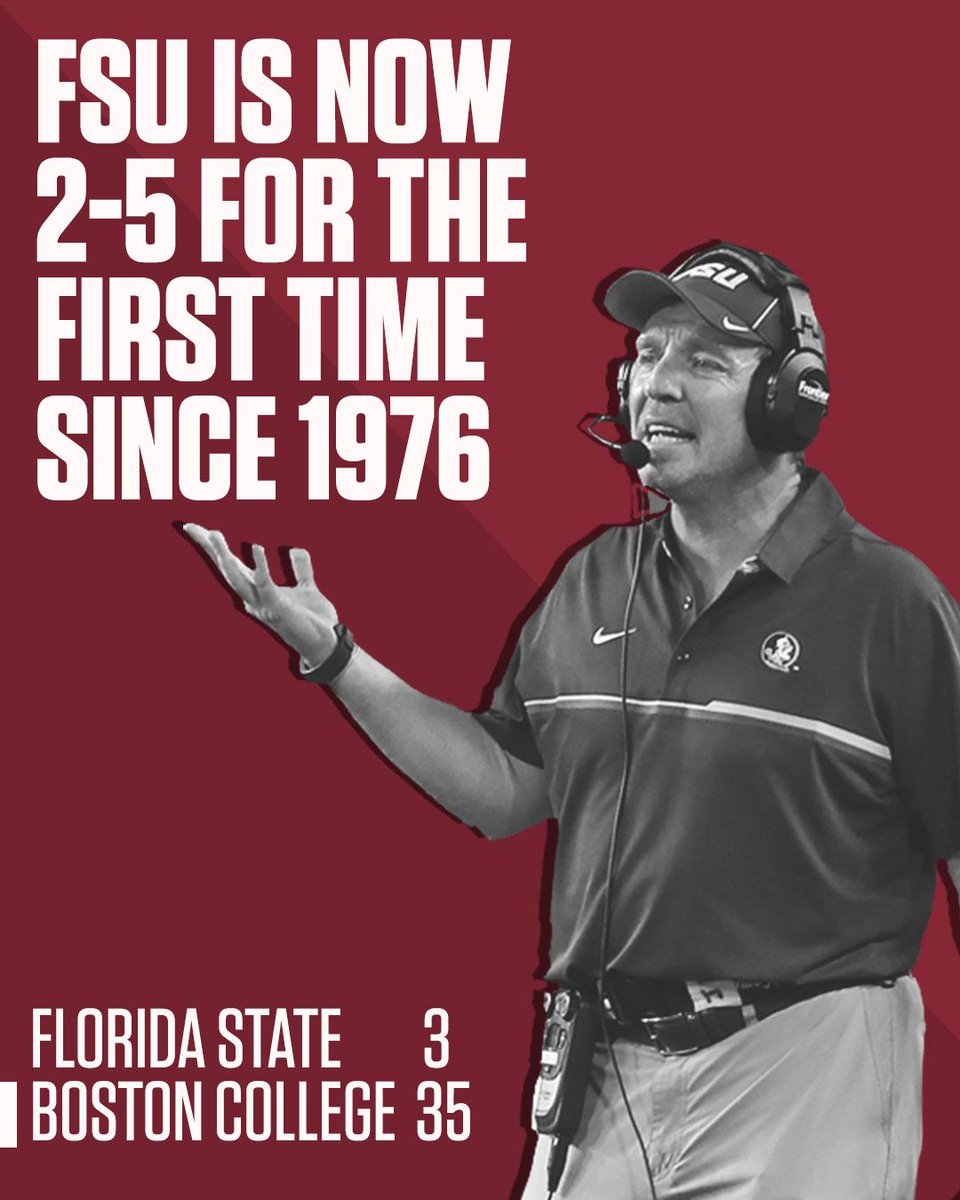 espn's tweet photo. The last time the Seminoles started 2-5, it was Bobby Bowden's first season in Tallahassee. https://t.co/RKkQJYLQmC