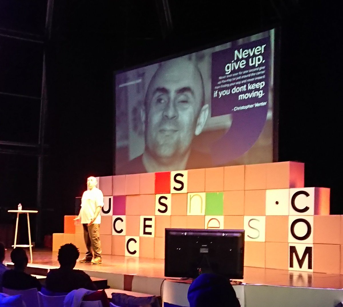 SuccessnessSA's tweet photo. @BlindScooterGuy Chris Venter talking about using setbacks to unleash your legacy. #successnessSA #capetown #motivation https://t.co/ANuULBjByd