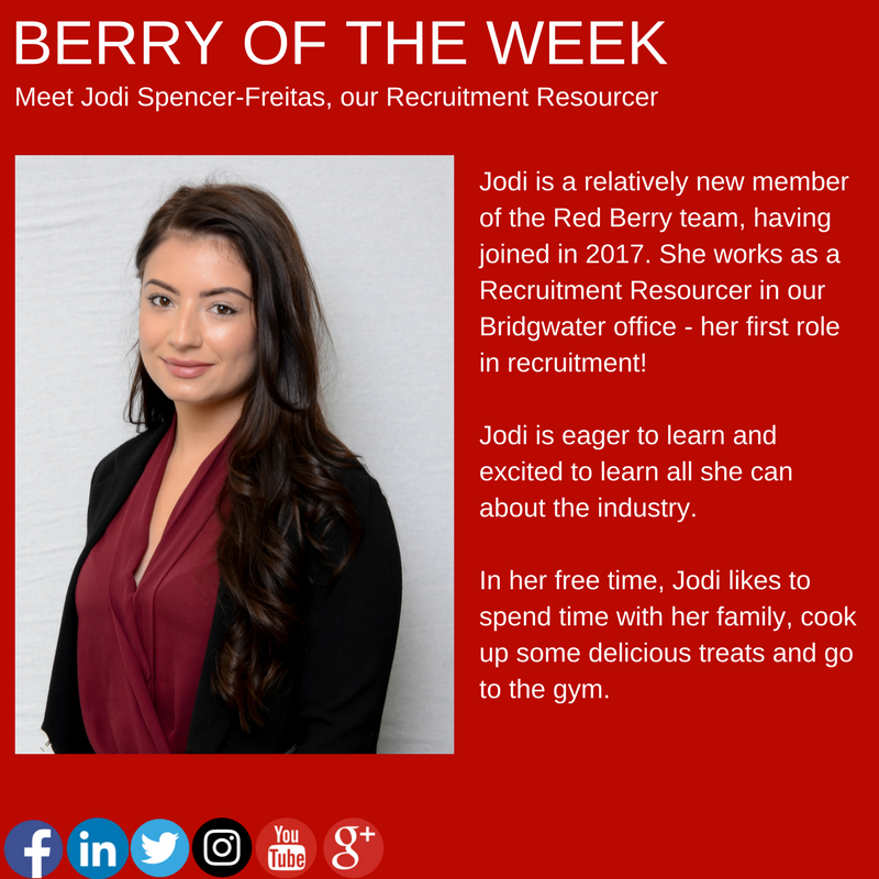 HRGORecSomerset's tweet photo. This week's #BerryOfTheWeek is Jodi from our Bridgwater office! @Helen_Lacey https://t.co/fL4QB8PHfY