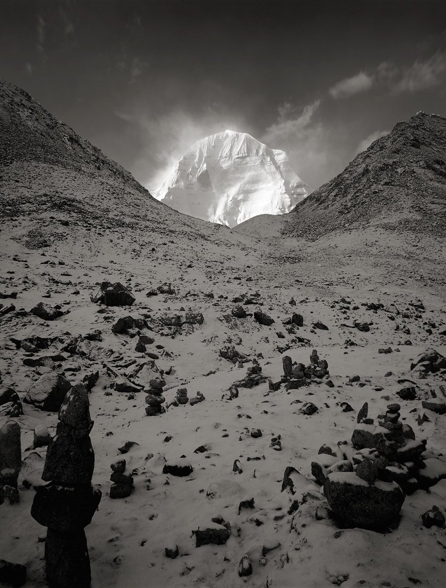 A stunning photo of Mt #Kailasa by Kenro Izu, at Rubins Museum of Art. Kailash is revered by Hindus, Jains, Buddhist and followers of Bon.