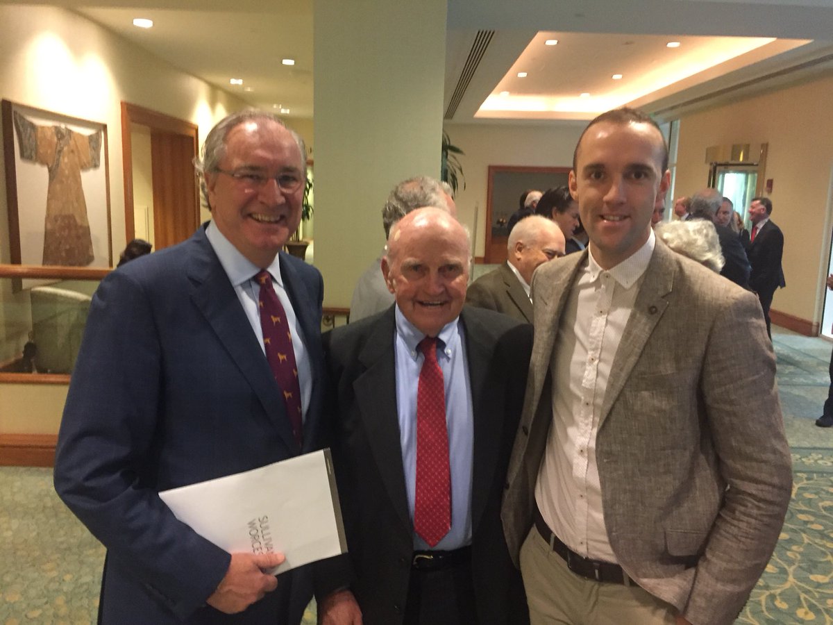 The legend that is Bill Cleary - 20year Harvard Hockey Coach and Olympic Gold medalist.. showing support to the Irish in Boston and the GPA