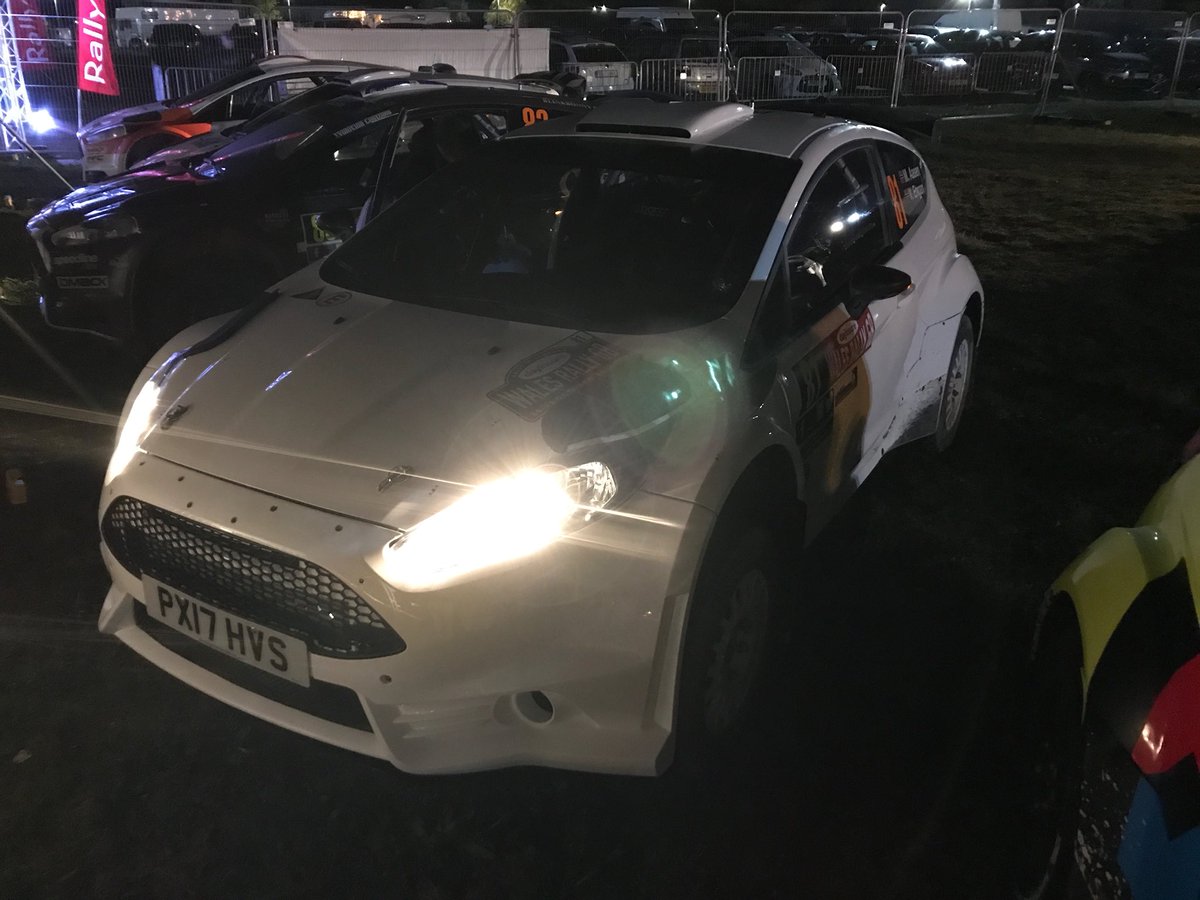 Just startet up the car in parc ferme and waiting for the morning service! 9 stages today🤞🏻 #WalesRallyGB