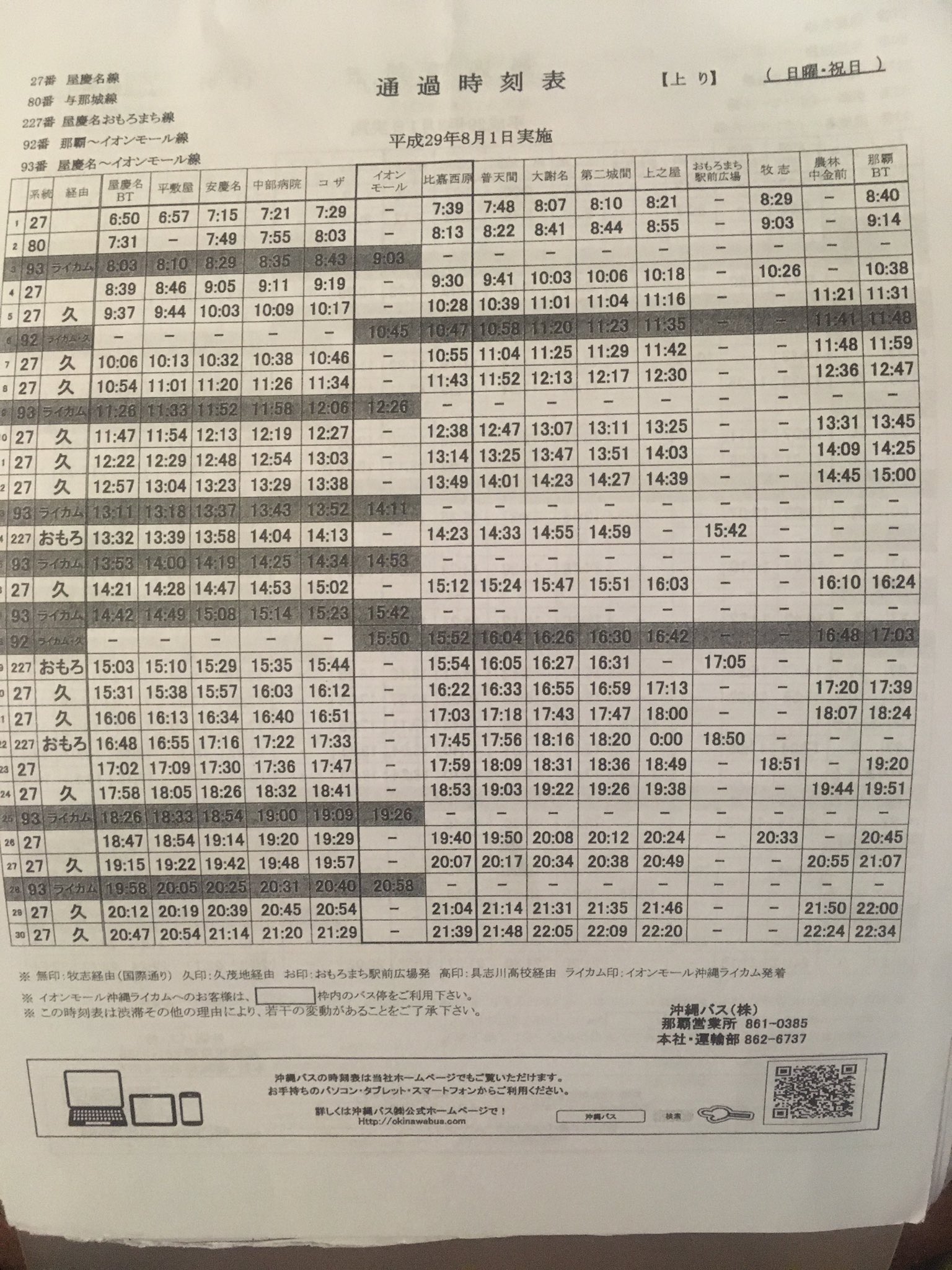 沖縄のバス好き Pa Twitter 珍事 屋慶名系統の日曜祝日の時刻表 16時48分屋慶名発の227番が 上之屋経由になっています しかも 所用時間が第二城間 おもろまち駅前広場は30分になっているのに対し 第二城間 上之屋が5時間40分となっています ちなみに第二城間 上之 沖縄のバス好き Pa Twitter 珍事 屋慶名系統の日曜祝日の時刻表 16時48分屋慶名発の227番が 上之屋経由になっています しかも 所用時間が第二城間 おもろまち駅前広場は30分になっているのに対し 第二城間 上之屋が5時間40分となっています ちなみに第二城間 上之