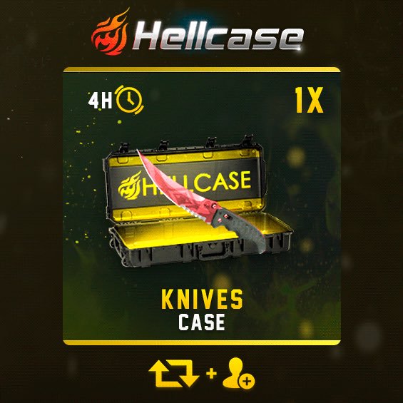 hellcase's tweet photo. 🔥Knives Case #Giveaway:

▪️RT &amp; Follow &amp; Profile URL
▪️CLICK: https://t.co/7O7yIFlC16 

🏆Winner in 4 hours!

#hellcase https://t.co/MSEd5MCi7v