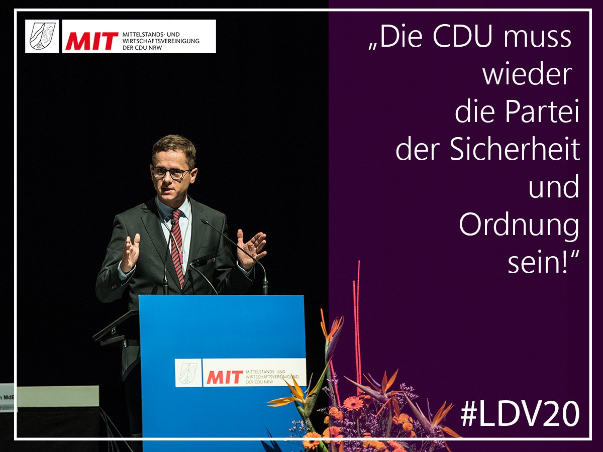 Unser Freund, der Vorsitzende der <a href="/MIT_bund/">Mittelstands- und Wirtschaftsunion (MIT)</a> Carsten Linnemann, macht klar worum es in den kommenden vier Jahre für die Union geht. Die Soziale Marktwirtschaft und die Rechtsstaatlichkeit müssen in unseren Fokus. #ldv20
