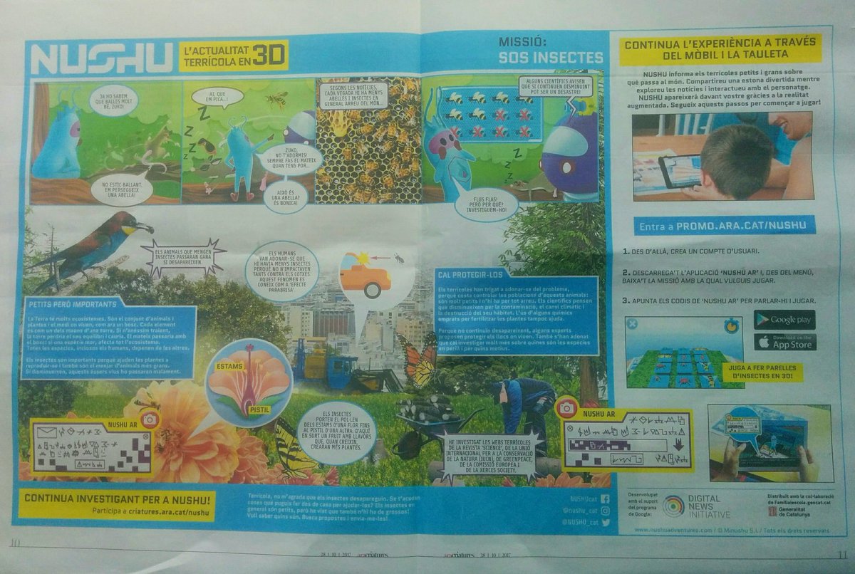 NUSHU_cat's tweet photo. Avui, a l'@ARAcriatures, #NUSHU investiga per què els insectes desapareixen. Juga amb la #realitat #augmentada descarregant l'app #NUSHUAR https://t.co/hkCFz1kcSH