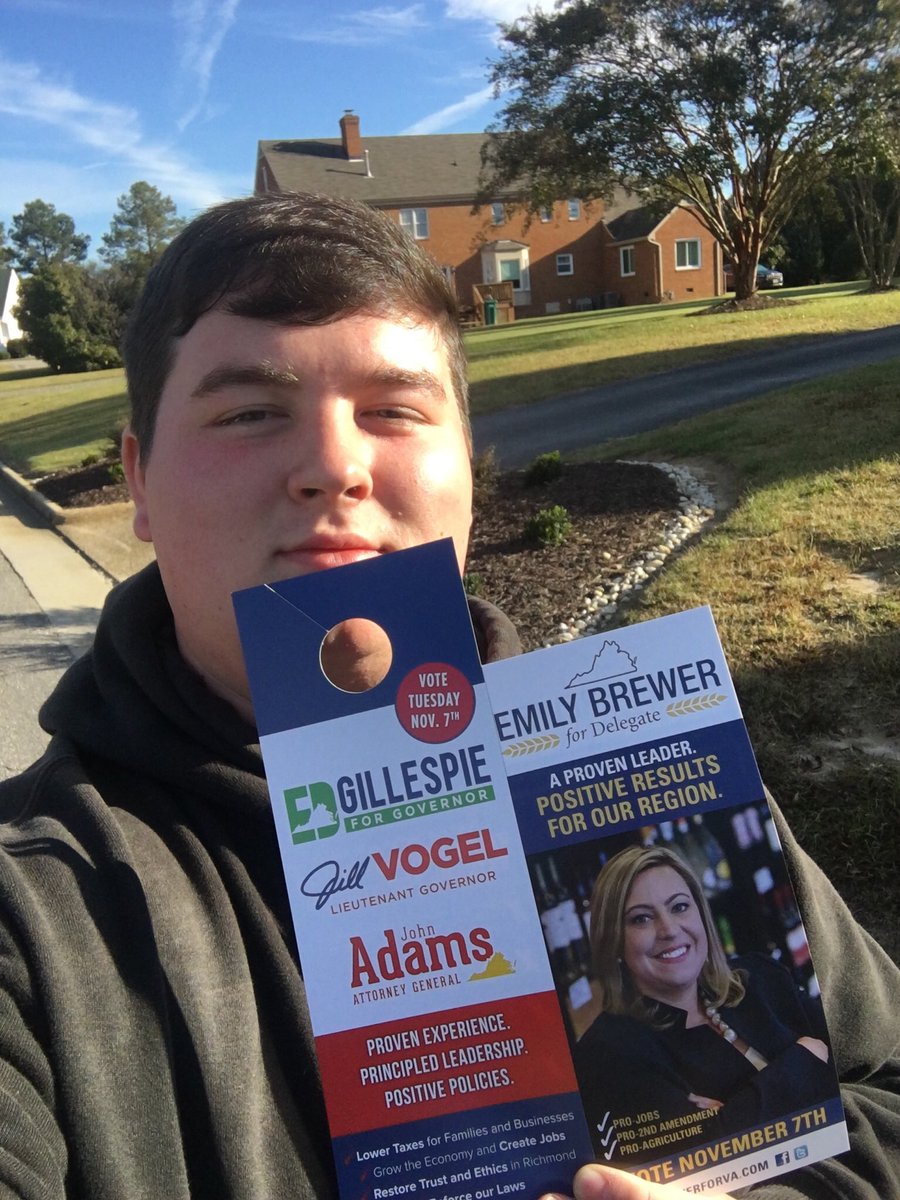 thenamesbaxter's tweet photo. T21 is in Prince George today spreading the word to Get Out And Vote for @EdWGillespie @JohnAdamsforVA @JillHVogel @BrewerForVa #VaGoingRed https://t.co/OrEeXzLJve