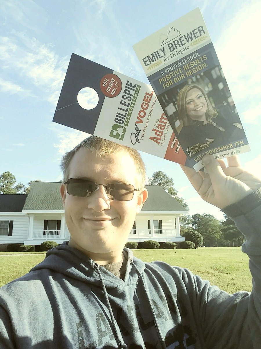 thenamesbaxter's tweet photo. T21 is in Prince George today spreading the word to Get Out And Vote for @EdWGillespie @JohnAdamsforVA @JillHVogel @BrewerForVa #VaGoingRed https://t.co/OrEeXzLJve