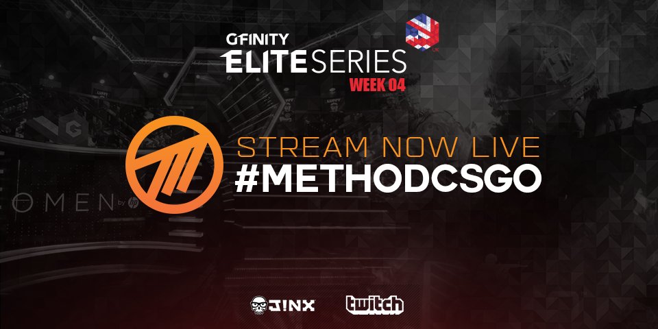 Method's tweet photo. The @Gfinity #EliteSeries #S2 CSGO stream is live now!
#MethodCSGO will be taking on @team_infused shortly!
🔴LIVE https://t.co/5pqDnBuKOg https://t.co/K7jF0nwheP