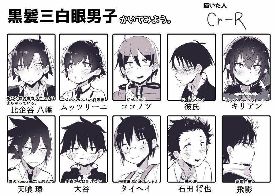 Cr R 黒髪三白眼男子を並べたかったので自分でテンプレートを作って描かきました かなり四白眼寄りなキャラもいるんですが 黒目が小さければ小さい程いいけどそうすると四白眼になりやすいジレンマがあるからね 仕方ないね Cr R 黒髪三白眼男子を並べたかったので自分でテンプレートを作って描かきました かなり四白眼寄りなキャラもいるんですが 黒目が小さければ小さい程いいけどそうすると四白眼になりやすいジレンマがあるからね 仕方ないね