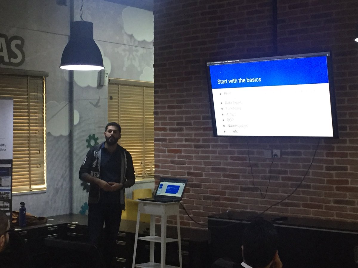 Umniah's tweet photo. Introductory session about #Drupal with @vardot at #TheTankJO 
#DrupalMeetup #DrupalJo #Vardot https://t.co/6g7J4F57B4
