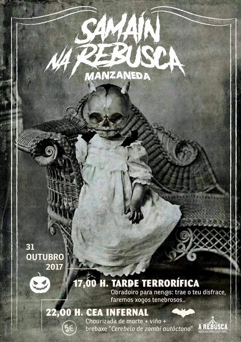 Non esquezan!!
A Rebusca o 31N festexa o Samaín.
"Vide amortaxadas da casa e ca vosa peor cara"
Difundan!
Non falten!!
#samaín #arebusca