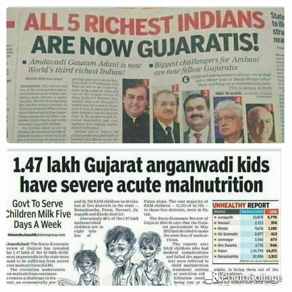 HadiBatcha's tweet photo. When the Richest and Poorest of India are from PMs home state then #ModiAakhirKyun https://t.co/sHNGqSBdU3