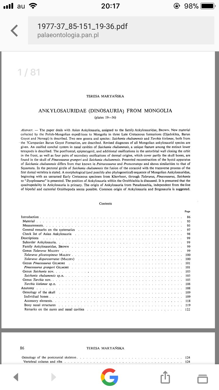 ヒロくん 恐竜のお兄さん On Twitter 1977年のサイカニアとタルキアの記載論文 Https T Co Qfqixec6dm