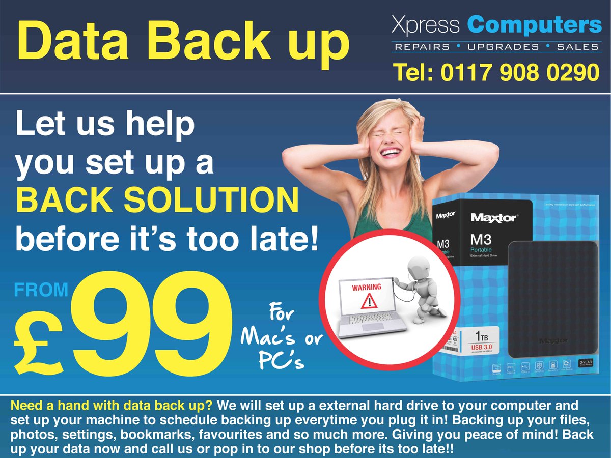 Affordable back up solutions from £99. Need a hand with data back up? We will set up a external hard drive to your computer to back up all your files, for Mac or PC <a href="/XpressCompany/">温温</a> <a href="/bishmatters/">Bishopston Matters</a>, <a href="/glosrdcentral/">glosrdcentral</a>