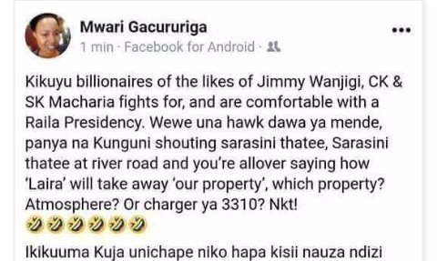 This Kikuyu lady just nailed it. Kiuks deal with it.
@MigunaMiguna
#NowWeKnow 
#ArrestAliceWahome 
#Kawangware
#Kivumbi2017
#KenyaPoll