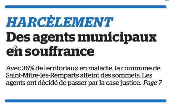 vgoyet's tweet photo. Harcèlement : des agents municipaux en souffrance. #saintmitrelesremparts #Aliphat https://t.co/kIl0GRbnaB