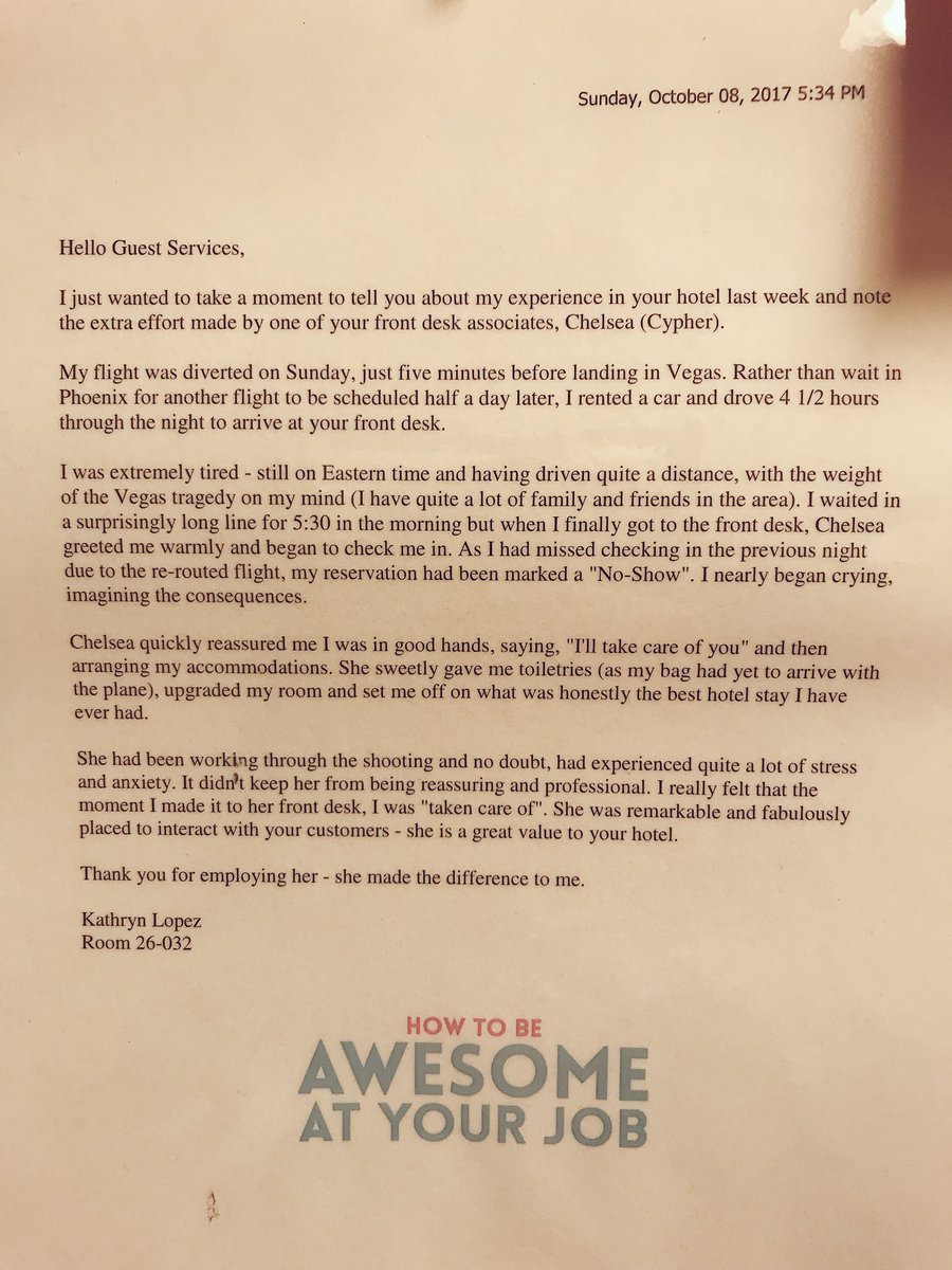 ccyph's tweet photo. Warms my ❤️ when guests take the time to do something like this 🤗😁 #vegasstrong https://t.co/MfPjrp9pMm