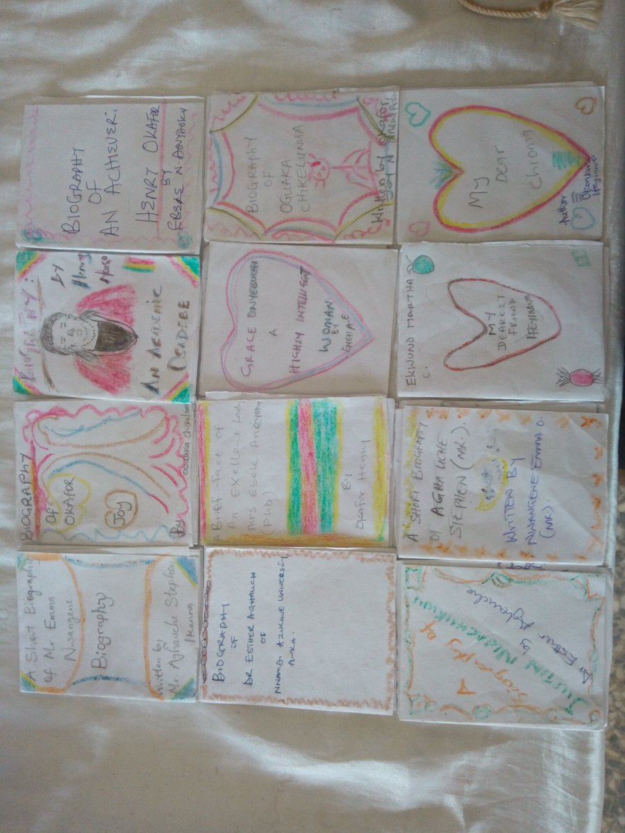 GraceOnyebuchi's tweet photo. Biography n bookmark creation e.g of literacy n creative writing-train-the-traner Wkshop in Nigeria @Teachingpreneur #Academic_Halloween https://t.co/Z8oI3pvFuU