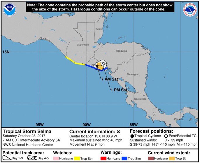 #ClimaSV ⛈ Tormenta Tropical #Selma toca tierra en Zona Paracentral de El Salvador. Vientos máximos de 65 Km/h. #AlertaGMV 🚨

Vía: MARN