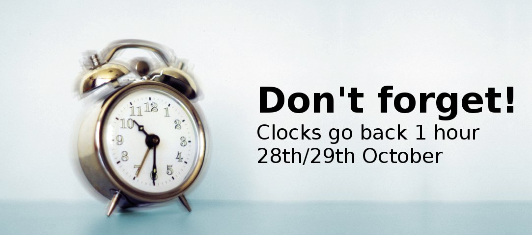 huddelim's tweet photo. Don't forget! The clocks go back an hour tonight, so you can have an extra hour in bed before our Baptismal service at 10.30am tomorrow. https://t.co/2rPlUdSVEy