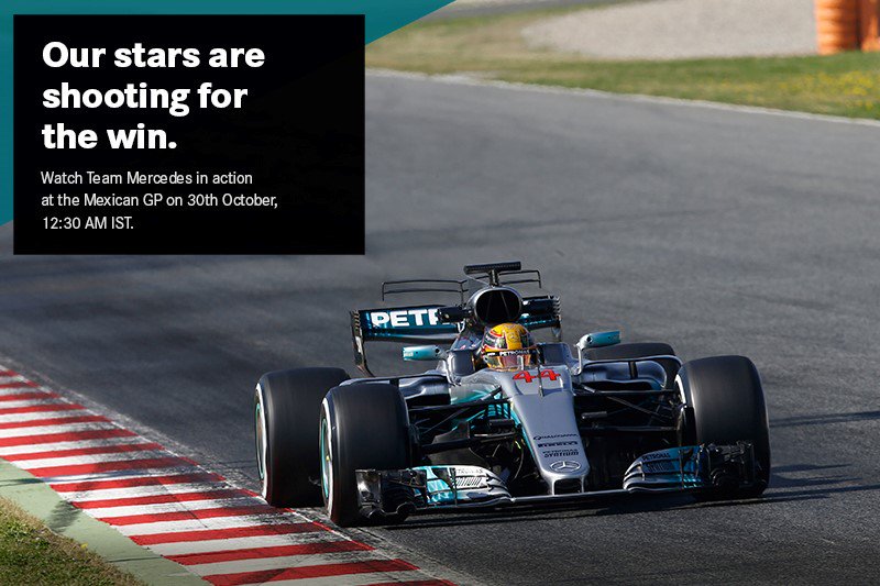 MercedesBenzInd's tweet photo. Support and watch Team Mercedes race at the #F1 #MexicanGP on 30th October at 12:30 AM IST.
#BestKeepWinning #SilverArrows https://t.co/NRLdChlD7J