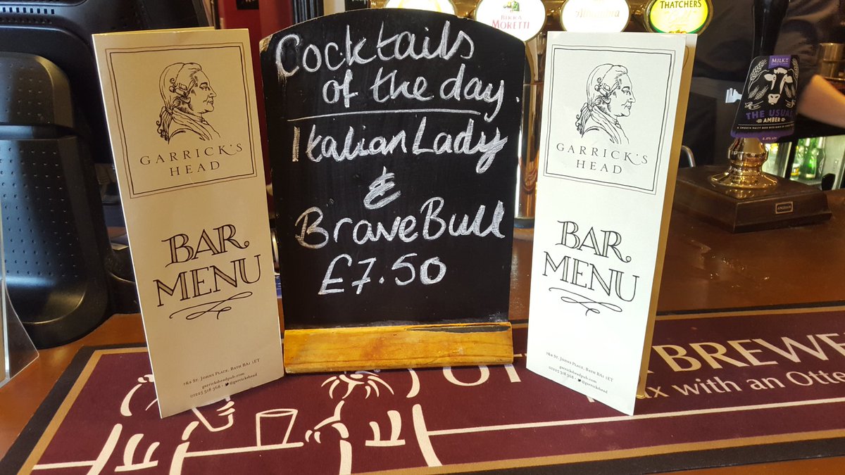 Look at our cocktails we're testing out today! A disaronno Italian Lady and a tequila Brave Bull! 🍸 <a href="/ThePigGuide/">ThePrandialPlayground</a> <a href="/InBath/">InBath</a>