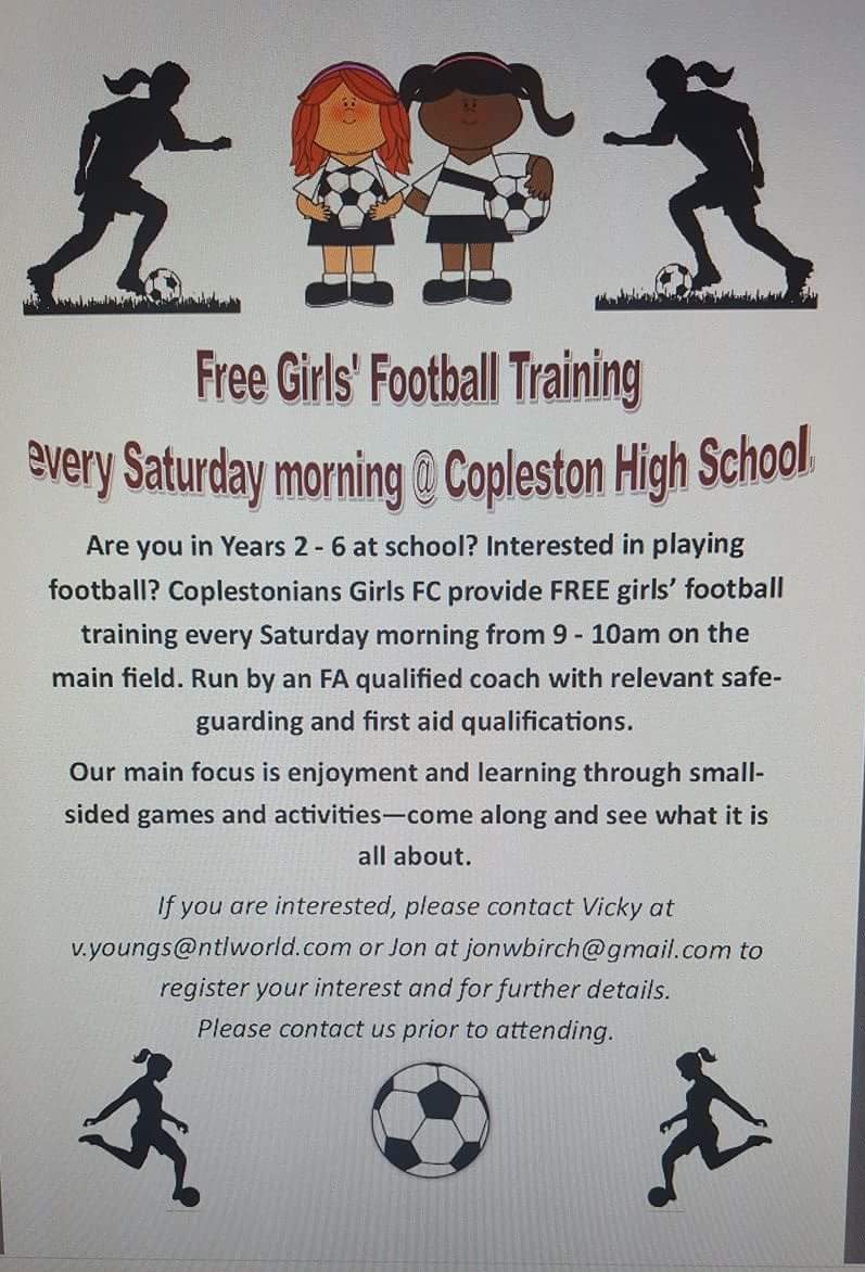 CopsLadiesFC's tweet photo. School year 2-6? We're offering free football training on Saturday mornings! Come join the Cops! ⚽️⚽️ Please RT! https://t.co/KJs54l4ENo