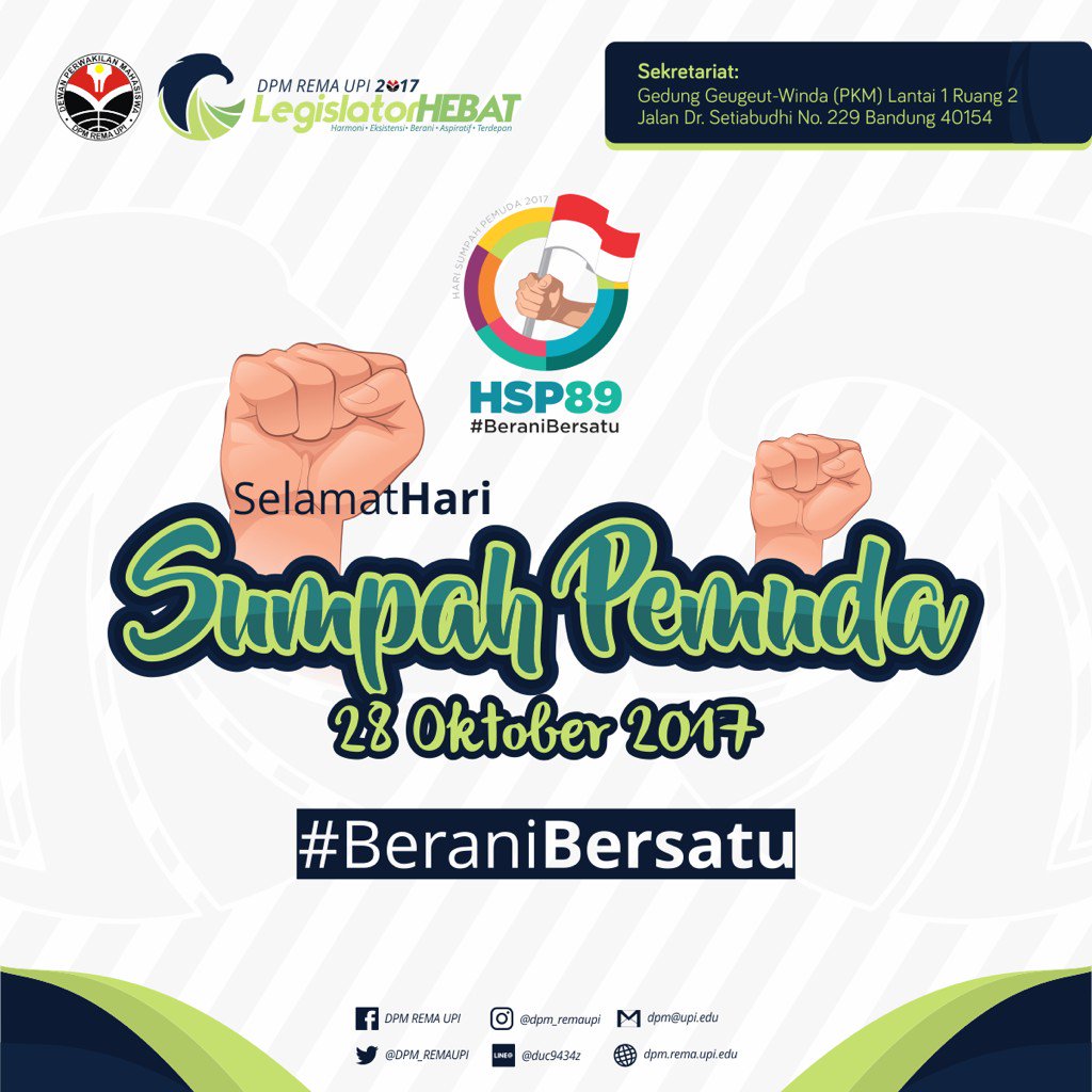 Selamat Hari Sumpah Pemuda
.
28 Oktober 2017
.
89 Tahun
.
#BeraniBersatu