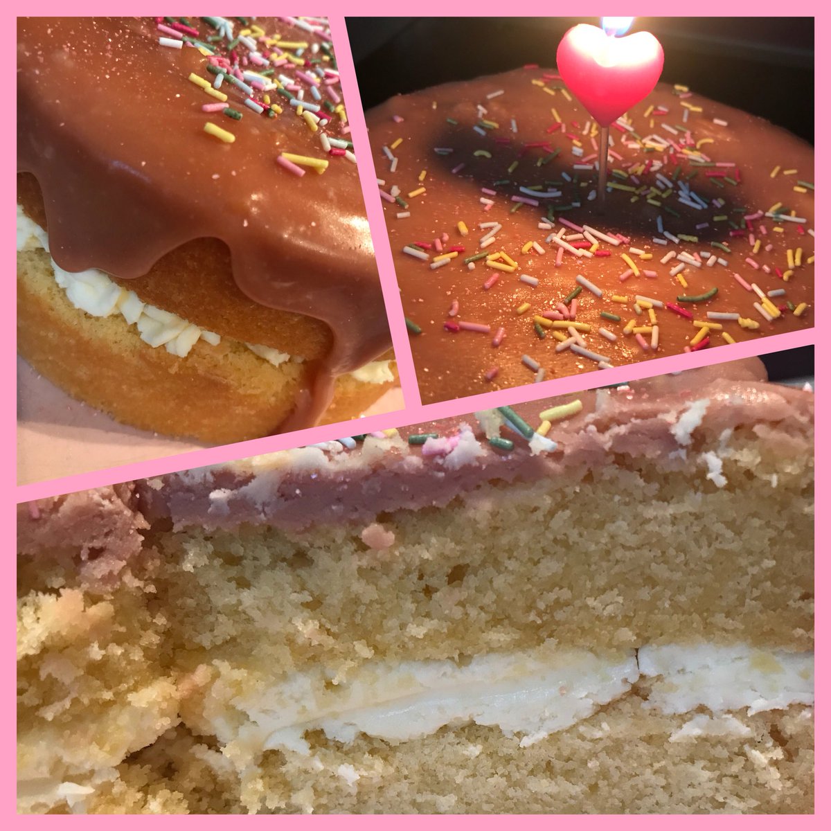 Gluten, dairy, egg and nut free sponge cake with lime ‘butter’ icing &amp; white chocolate strawberry ganache #HappyBirthdaytoMe 🎈