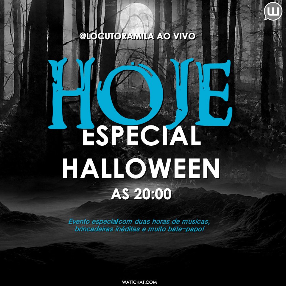 locutoramila's tweet photo. Estarei ao vivo hoje com "Especial Halloween" na https://t.co/p7KNbnSwm8 / @wattchat as 20h 🎃não percam será muito especial ... https://t.co/PBMiMvwuRt