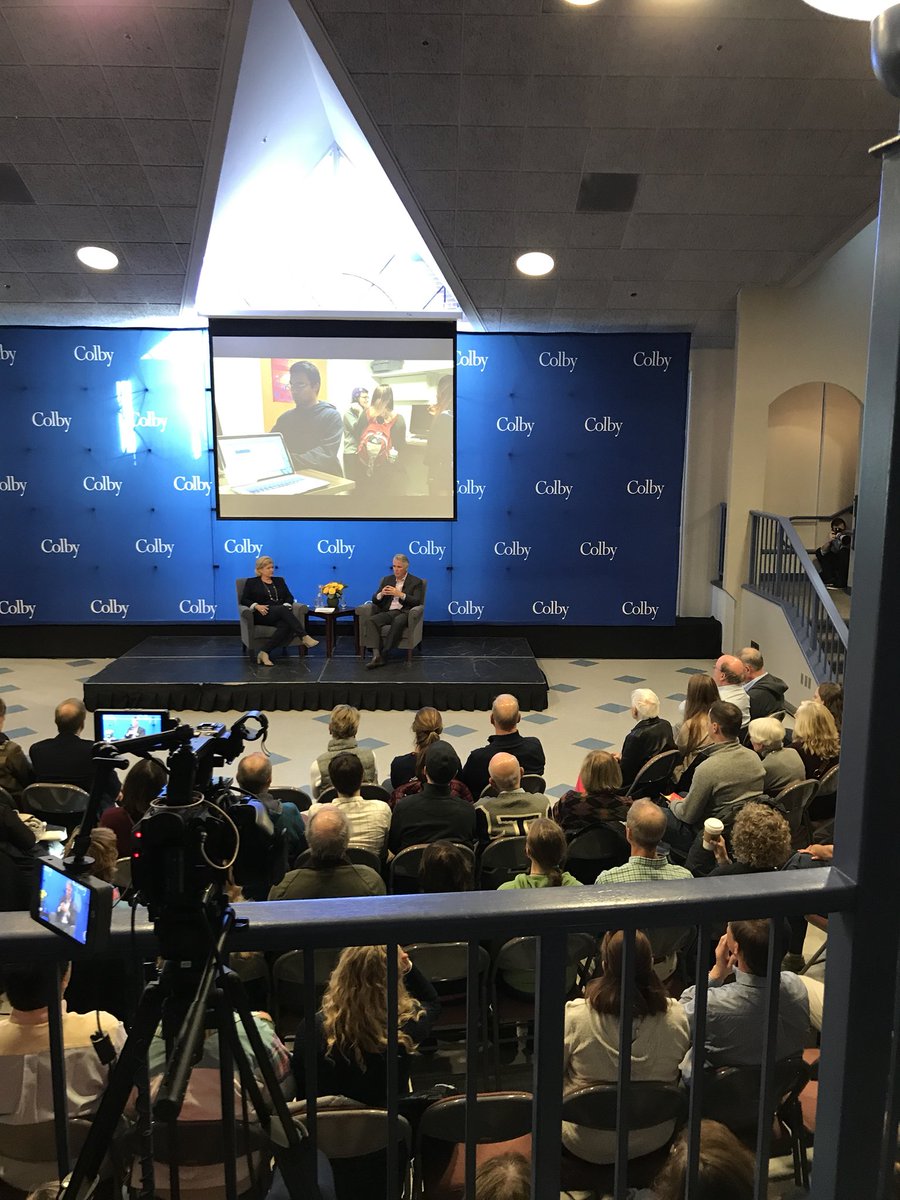 ColbyCollege's tweet photo. An enlightening conversation with President Greene, on our daring future. #ColbyHome #darenorthward https://t.co/WvhTla73bH