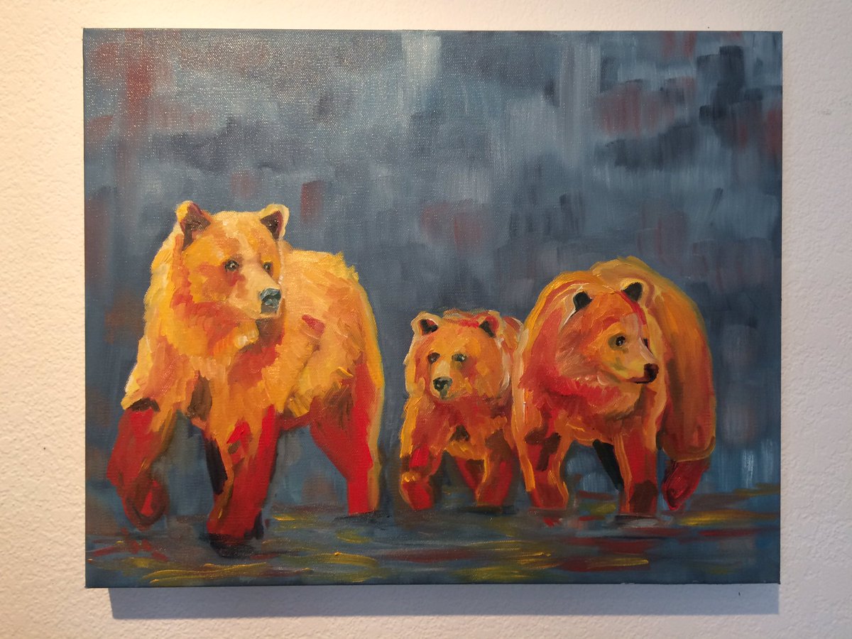KPotterfineart's tweet photo. Wildfire wildlife series. #artistsontwitter #art #wildlife #wildfire #grizzlies https://t.co/ic31QoremK