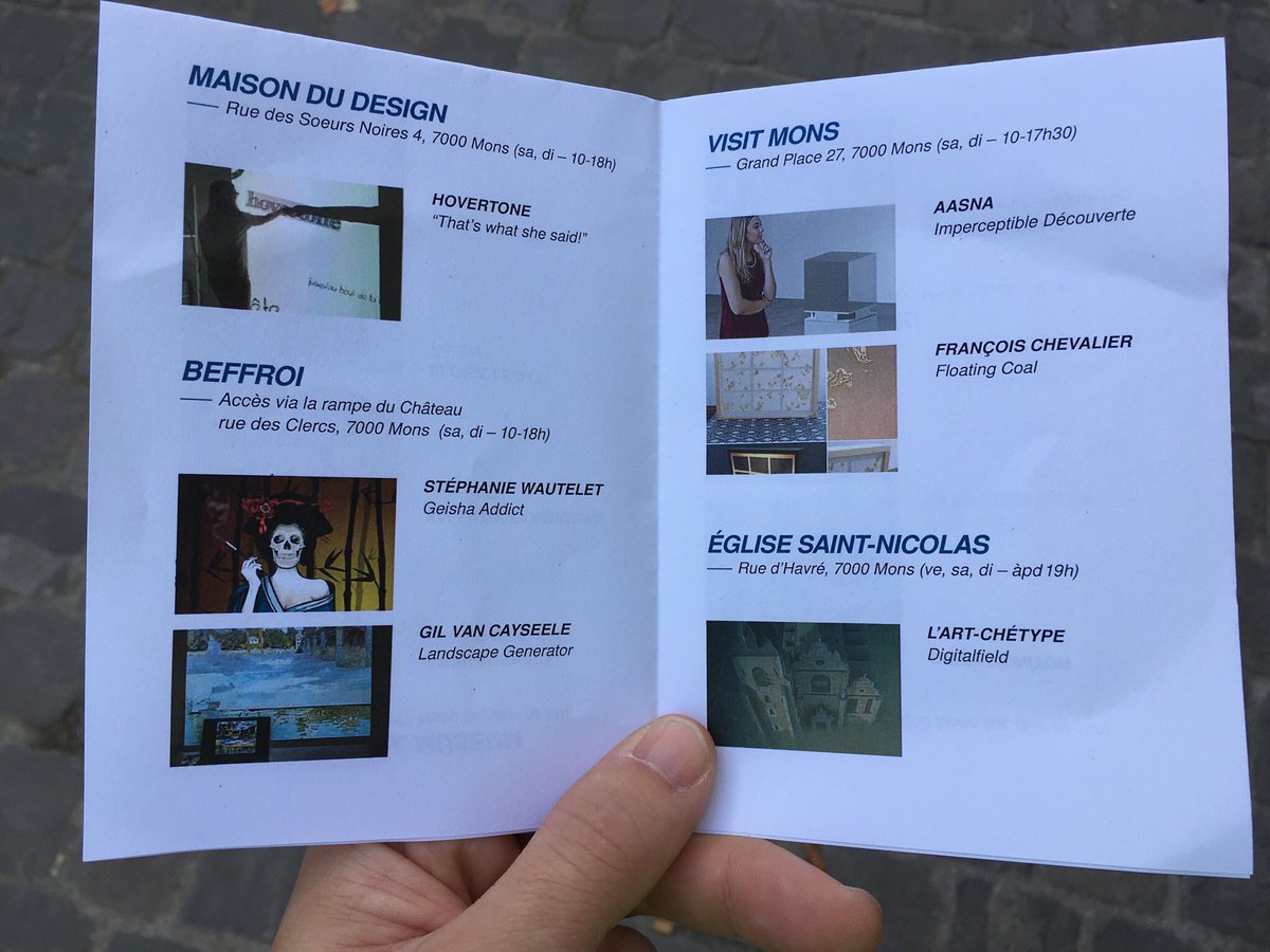 #parcours #artistes #numeriques ce week-end <a href="/MaisonduDesign_/">Maison du Design</a>  <a href="/MonsPolemuseal/">Pôle muséal Mons</a>  <a href="/Mundaneumasbl/">Mundaneum</a> <a href="/pass/">WowO8917</a> <a href="/hovertone/">Hovertone</a> @SMartBe_FR #qnmons17