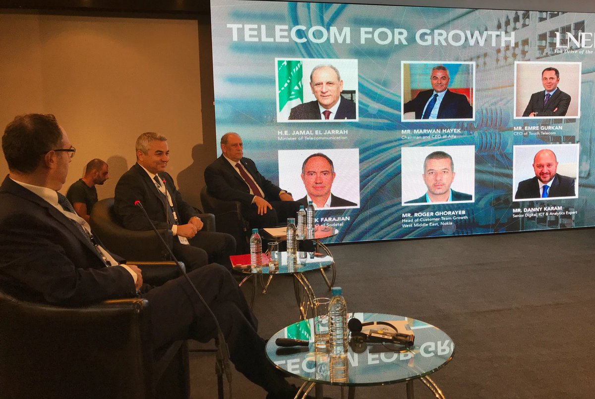 Marwan_Hayek's tweet photo. At the @LNE_economy conference ‘Telecom For Growth’ panel with Minister @aljarrahjamal https://t.co/V1GsTCkIn9