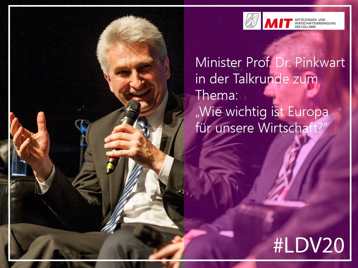 Spannende Diskussion zum Thema "Wie wichtig ist Europa für unsere Wirtschaft?" mit <a href="/h_porschen/">Hubertus Porschen</a>, <a href="/a_pinkwart/">Andreas Pinkwart</a> und Markus Pieper. Charmant moderiert von <a href="/JakobNora/">Nora Jakob</a>. #ldv20