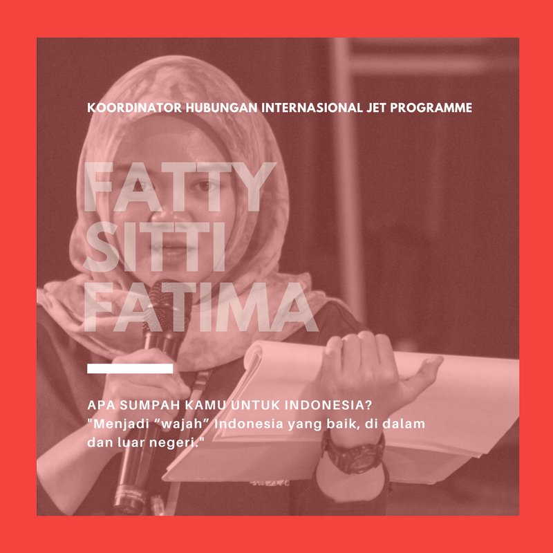 #PEMUDAZAMANNOW skaligus #PEMIMPINZAMANTOMORROW

Fatty Sitti Fatima - Koordinator Hubungan Internasional Program JET
facebook.com/photo.php?fbid…