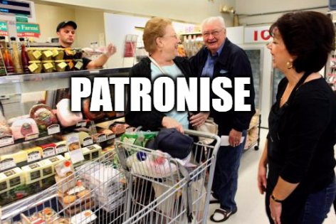 SayHowDoYouDo's tweet photo. PATRONISE -  to be a regular customer of a shop or restaurant, etc.

#vocab https://t.co/PAyWRmWleD