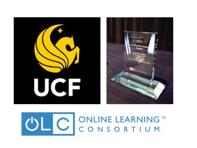 OLCToday's tweet photo. OLC is pleased to honor @UCF 's John Raible &amp; Matthew Emond w/ a 2017 #EffectivePractice Award! Congrats! See all: https://t.co/Lxdrna6aC0 https://t.co/qg7DjskLQ4
