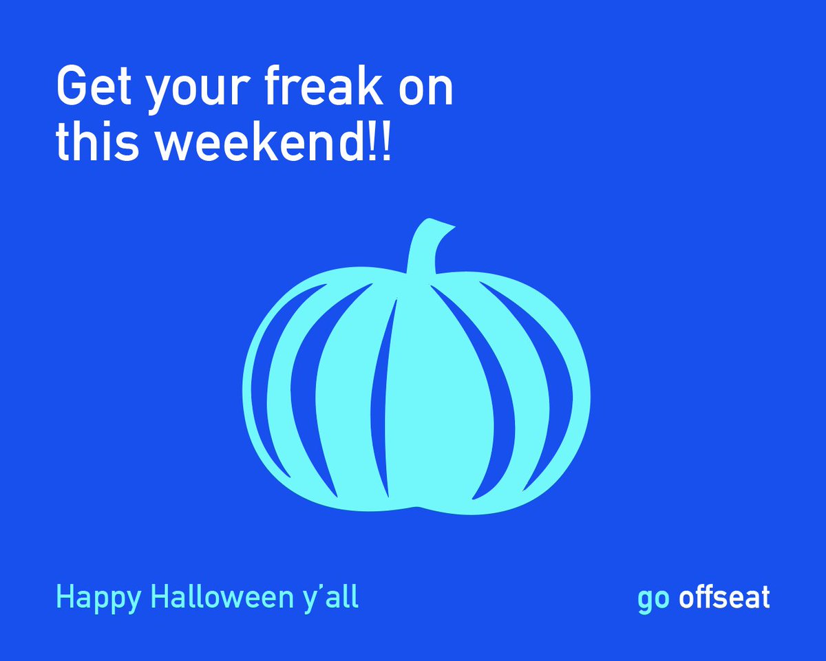 GoOffseat's tweet photo. Happy Halloween y'all!! Get your freak on this weekend and take a break. Prepare for a new week of productivity and wellness!! 🎃🎃🎃 #wellness https://t.co/leV1Xt8b6n