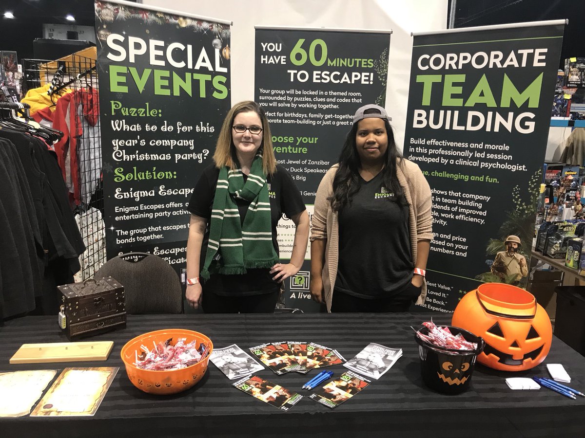 EnigmaEscapes's tweet photo. Weโre really excited to be at @C4Winnipeg this yr! Come see us next to the FusionGaming sign for candy & enter a draw for a $100 GC! #c42017 https://t.co/ffVyUHgu3u